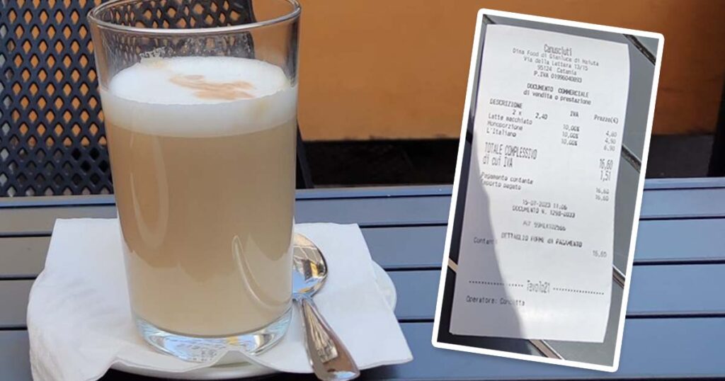 Muž ukázal účtenku ze Sicílie za kávu.  Cena všechny Čechy naprosto zaskočila Náhledový obrázek