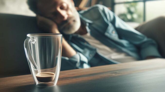 Zdjęcie przedstawia senność po kawie