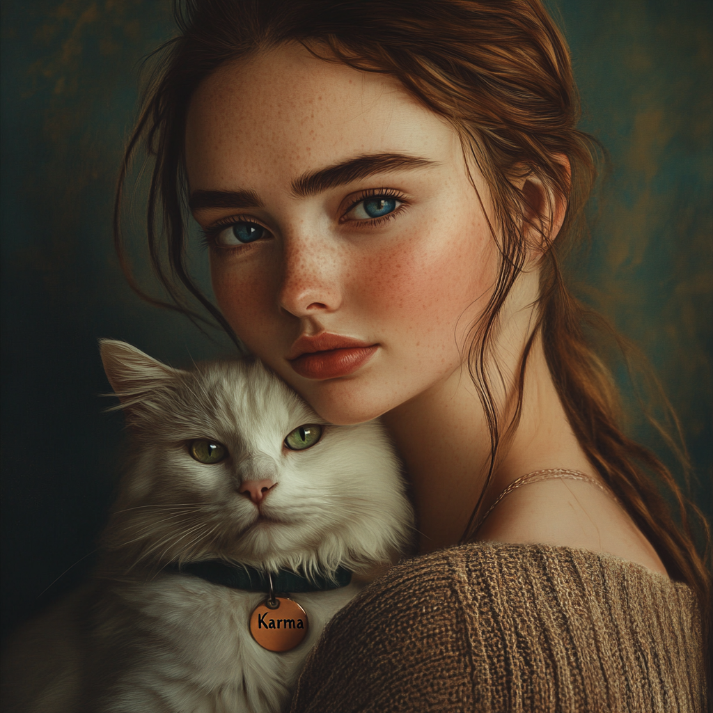 Žena s kočkou | Zdroj: Midjourney